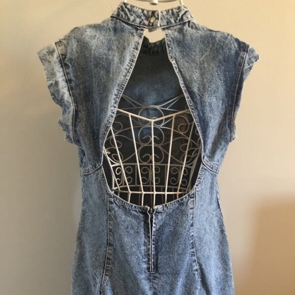 Vintage 90s Backless Jean Dress (M) - Picture 3 of 4